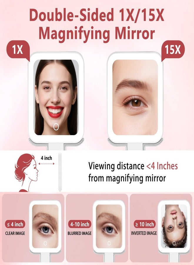 DECLUTTR Travel Makeup Mirror with Lights, Rechargeable 15X/1X Double-Sided Magnifying Mirror with 3 Color Lights, Brightness Adjustable, Portable Handheld Mirror Tabletop, Gift for Women - Image 5